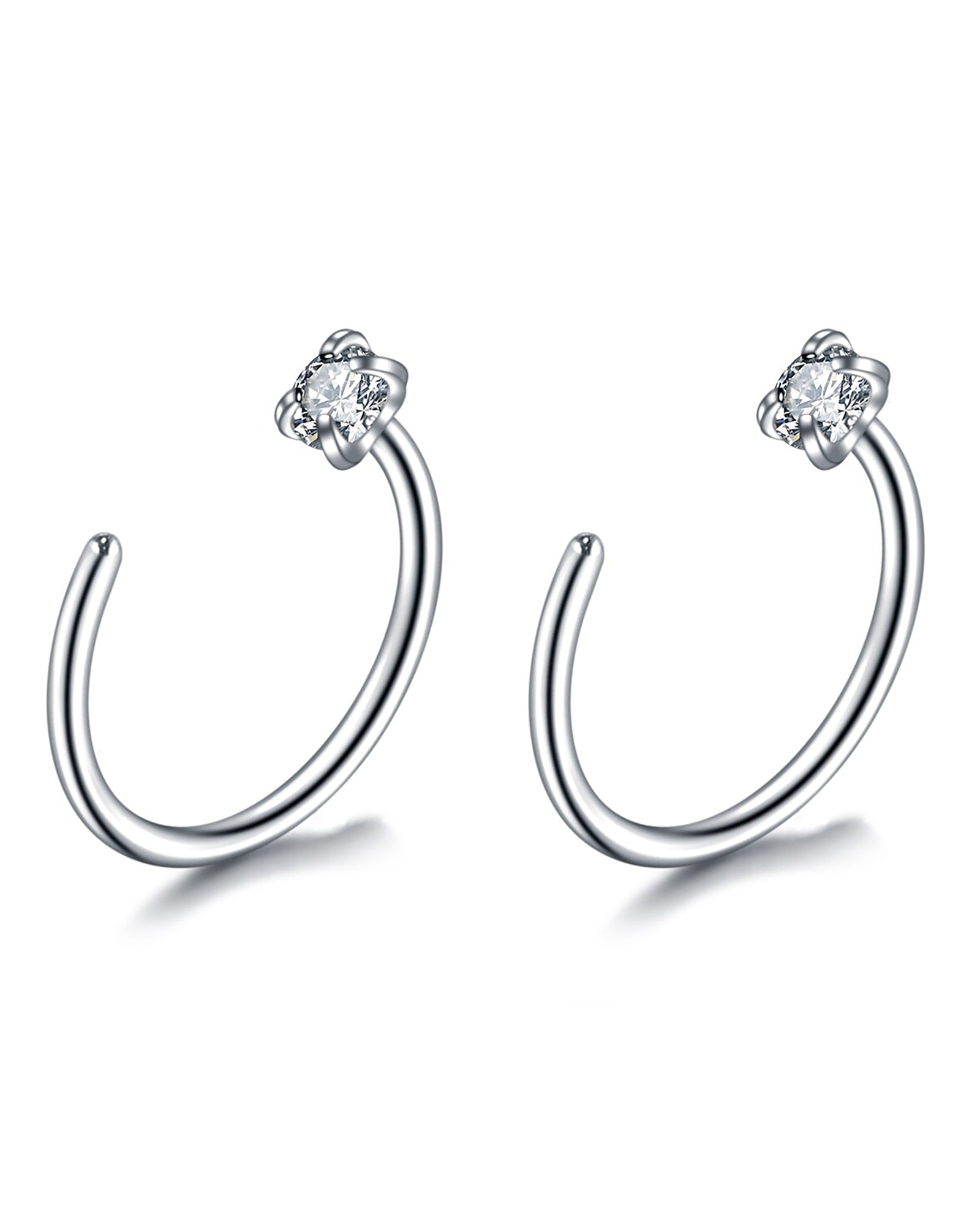 Em Minimalist Crystal Prong Hoop Ring Earrings