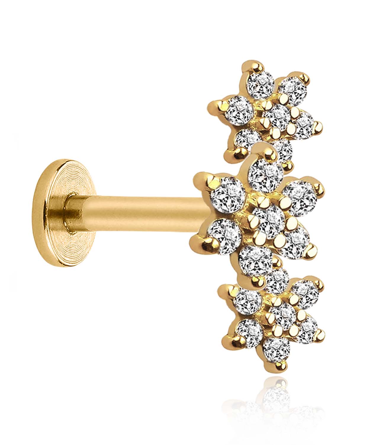 Gardenia Triple Flower Ear Piercing Stud