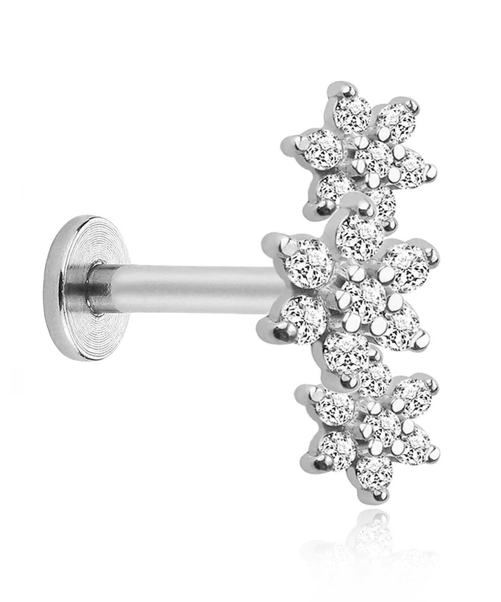 Gardenia Triple Flower Ear Piercing Stud