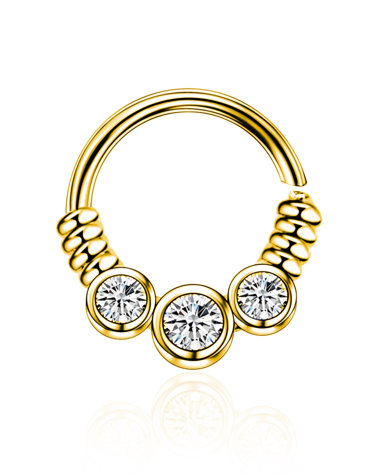 Nomi Trinity Crystal Bezel Earring Ear Piercing Ring Hoop