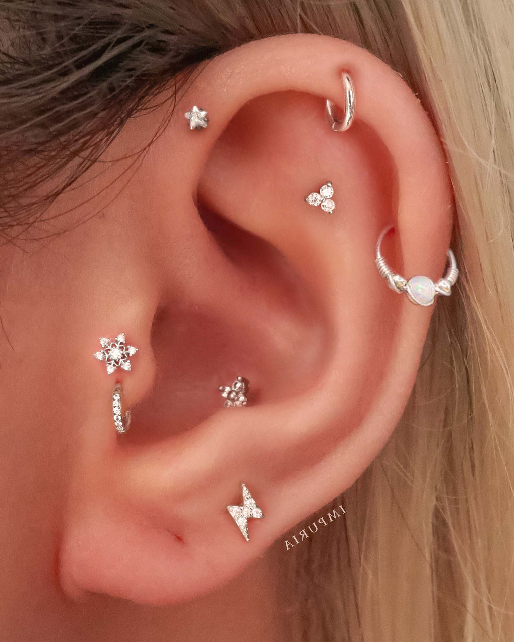 Frozen Crystal Snowflake Ear Piercing Earring Stud Set